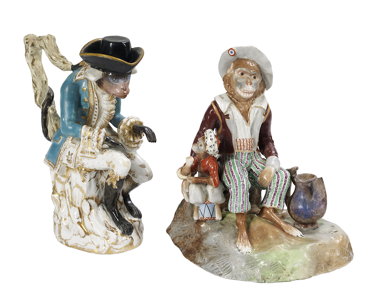 Two Jacob Petit Paris Porcelain Monkey Figures