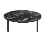 Leather-Clad and Marble-Top Coffee Table