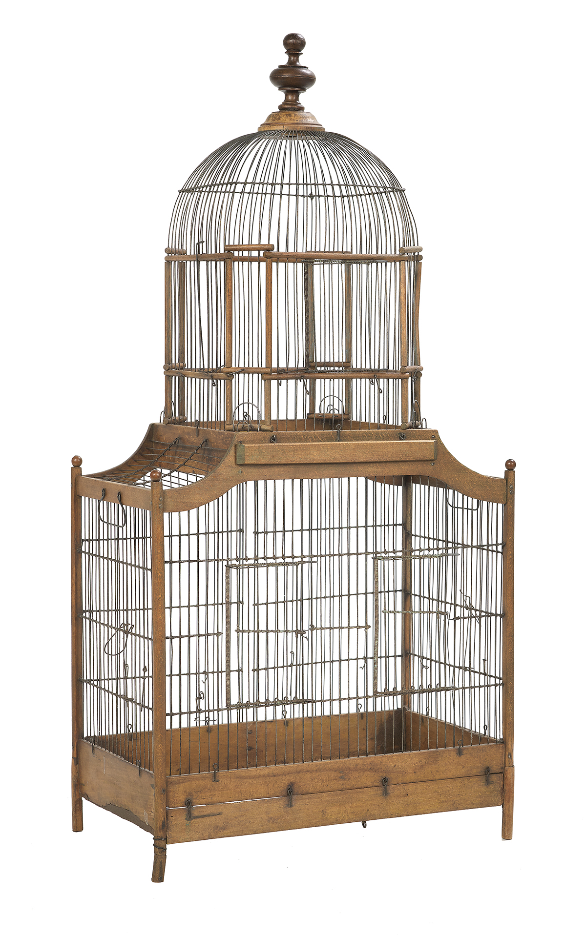 Victorian Wire and Stained Maple Birdcage
