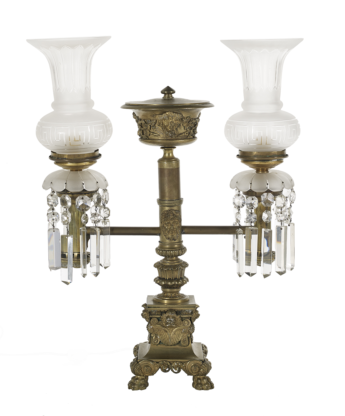 William IV Bronze and Glass Argand Lamp