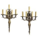 Pair of Monumental Bronze Sconces