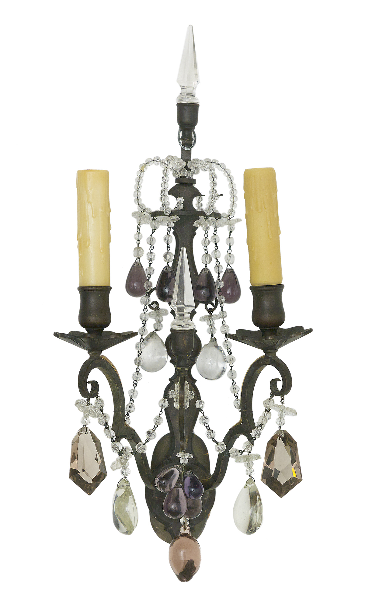 Four Louis XIV-Style Bronze and Crystal Sconces - Image 2 of 5