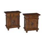 Pair of Italian Walnut Bedside Commodes