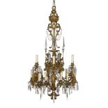 French Bronze and Crystal Figural Chandelier