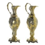 Pair of Tiffany & Co. Sterling Silver Gilt Ewers