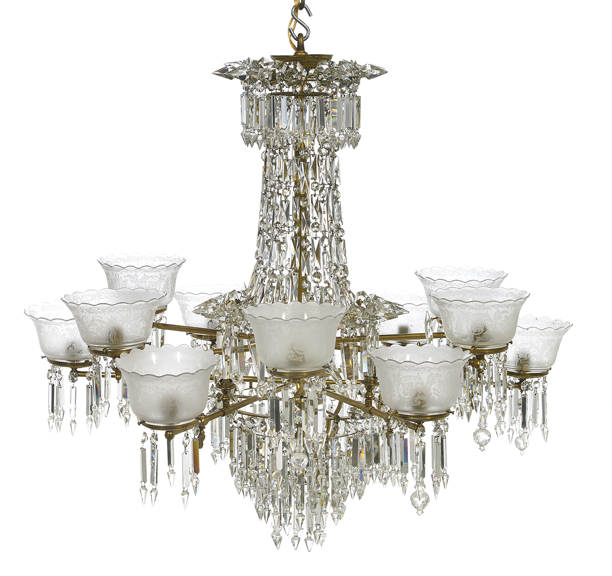 Franco-Bohemian Brass and Crystal Chandelier