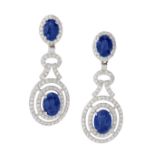 Pair of Sapphire and Diamond Earrings