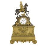 Restauration Bronze Dore et Patine Figural Clock