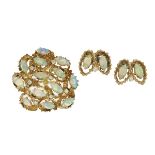 Opal and Diamond Earrings and Brooch