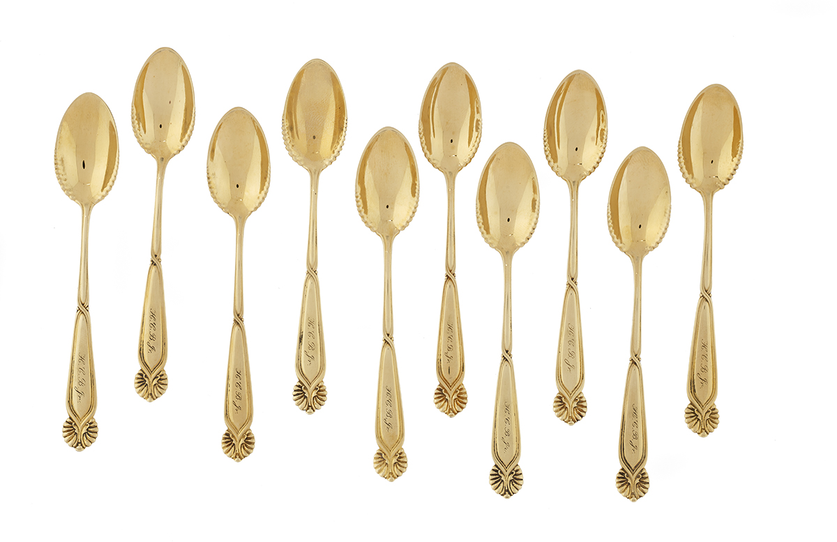 Ten Tiffany & Co. 18K Gold Demitasse Spoons