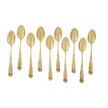 Ten Tiffany & Co. 18K Gold Demitasse Spoons