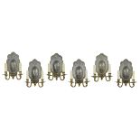 Set of Six Steel and Bronze Sconces