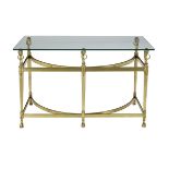 Regency-Style Brass and Plate-Glass Desk/Console