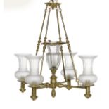 Restauration Bronze and Glass Argand Chandelier