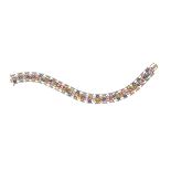 Multi-Colored Sapphire and Diamond Bracelet