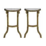 Pair of Louis XV-Style Marble-Top Console Tables