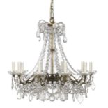 French Bronze and Crystal Chandelier