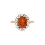 Fire Opal and Diamond Ring