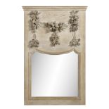 Fine Bleached Pine and Lindenwood Trumeau Mirror