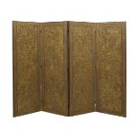 Parcel-Gilt Lincrusta and Mahogany Screen