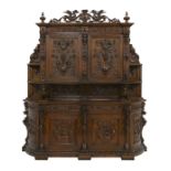 Impressive Continental Carved Walnut Cabinet