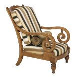 Charles X Figured Maple and Inlaid Lounge Chair