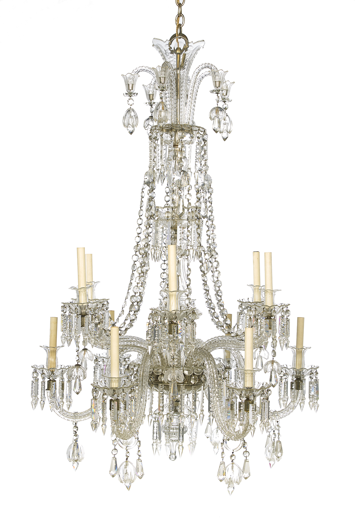 French Neoclassical Cut Glass Chandelier