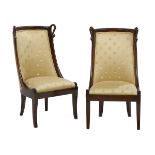 Pair of Empire-Style Mahogany Boudoir/Hall Chairs