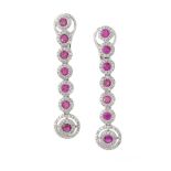 Pair of Ruby and Diamond Earrings