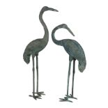 Pair of Bronze Garden Sculptures of Herons