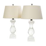 Pair of Crystal Baluster-Form Lamps