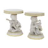 Pair of Amusing Italian Faience Monkey Tabourets