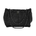 Vintage Chanel Black Aged Kidskin Shoulder Tote