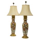 Pair of Franco-Japanese Satsuma Carcel Lamps