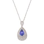 Tanzanite and Diamond Pendant with Chain