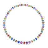 Multi-Colored Sapphire and Diamond Necklace
