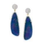 Pair of Black Opal and Diamond Earrings