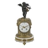 French Bronze and Marble Figural Clock