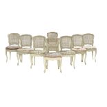 Eight Louis XV-Style Creme-Peinte Side Chairs