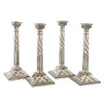 Set of Four Old Sheffield Plate Candlesticks