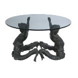 Contemporary Bronze and Glass-Top Figural Table