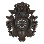 French Carved and Stained Oak Cartel Clock