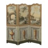 Louis XVI-Style Painted Three-Part Floor Screen