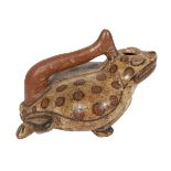 Painted, Glazed and Fired Clay Toad Effigy Vessel