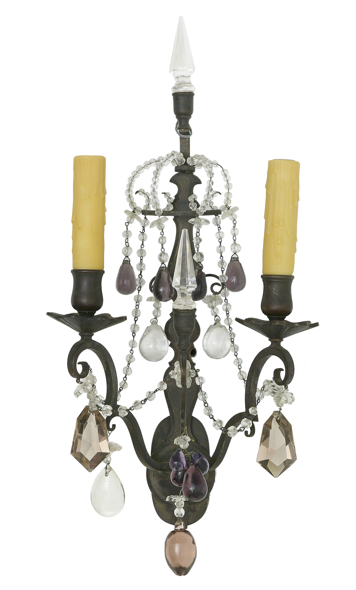 Four Louis XIV-Style Bronze and Crystal Sconces - Image 3 of 5