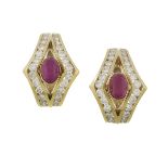 Pair of Ruby and Diamond Earrings