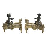 Pair of French Bronze Dore et Patine Chenets