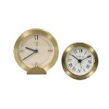 Two Tiffany & Co. Brushed Brass Boudoir Clocks