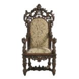 Italian Boldly Carved Walnut Armchair