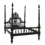 Elizabethan-Style Ebonized Four-Post Bed